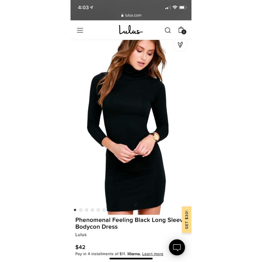 NWT - Lulu’s Body-con Turtleneck Dress - Black